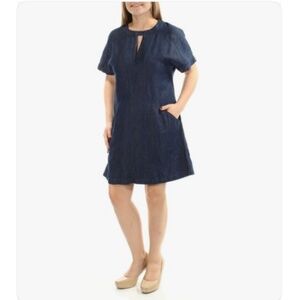 NWT GUESS  mini pocket  Slit front dark denim shift mini dress M